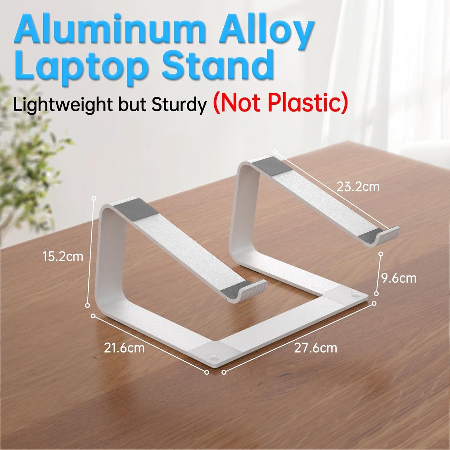 Laptop Stand for Desk Detachable Aluminum Computer Riser Portable Metal Notebook Printer Stand Holder Compatible with Macbook Air, Pro, Dell, HP, Lenovo and All 10-16" Laptops, Silver