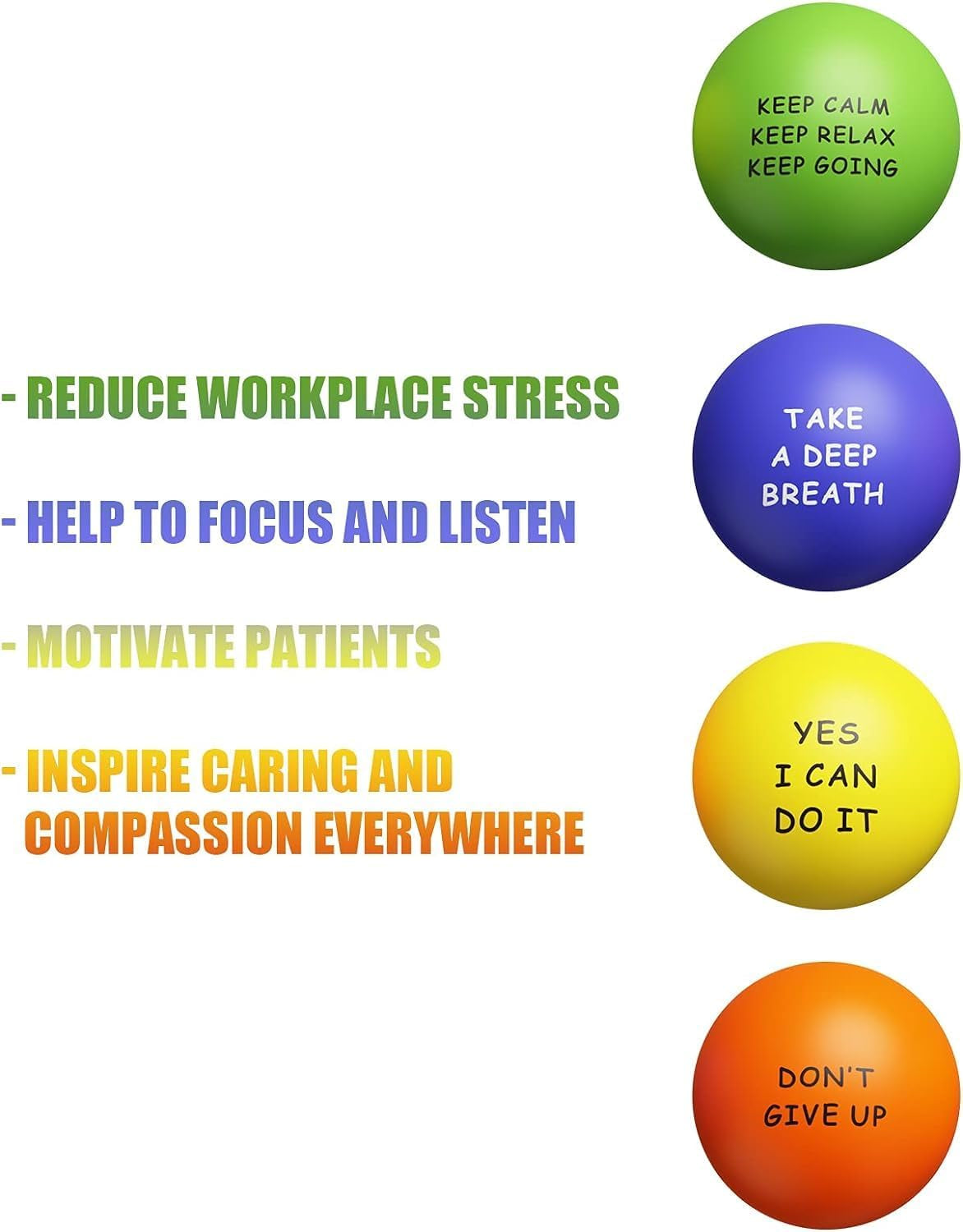 Motivational Stress Balls(4 Pack) for Kids and Adults,Stress Relief Ball with Quetos to Rrelieve Anxiety and Manage Anger