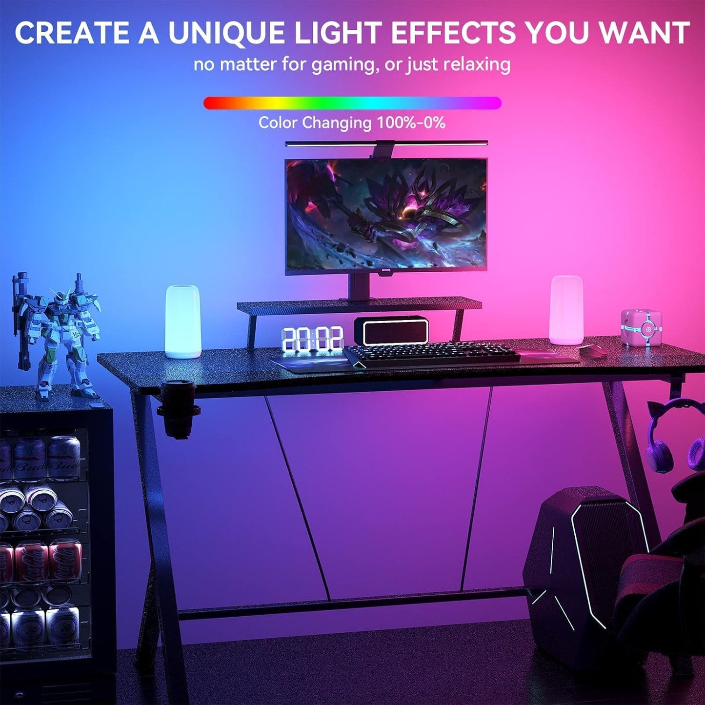 Modern Touch Table Lamp – RGB Color-Changing LED Nightstand Lamp with 3-Level Dimming
