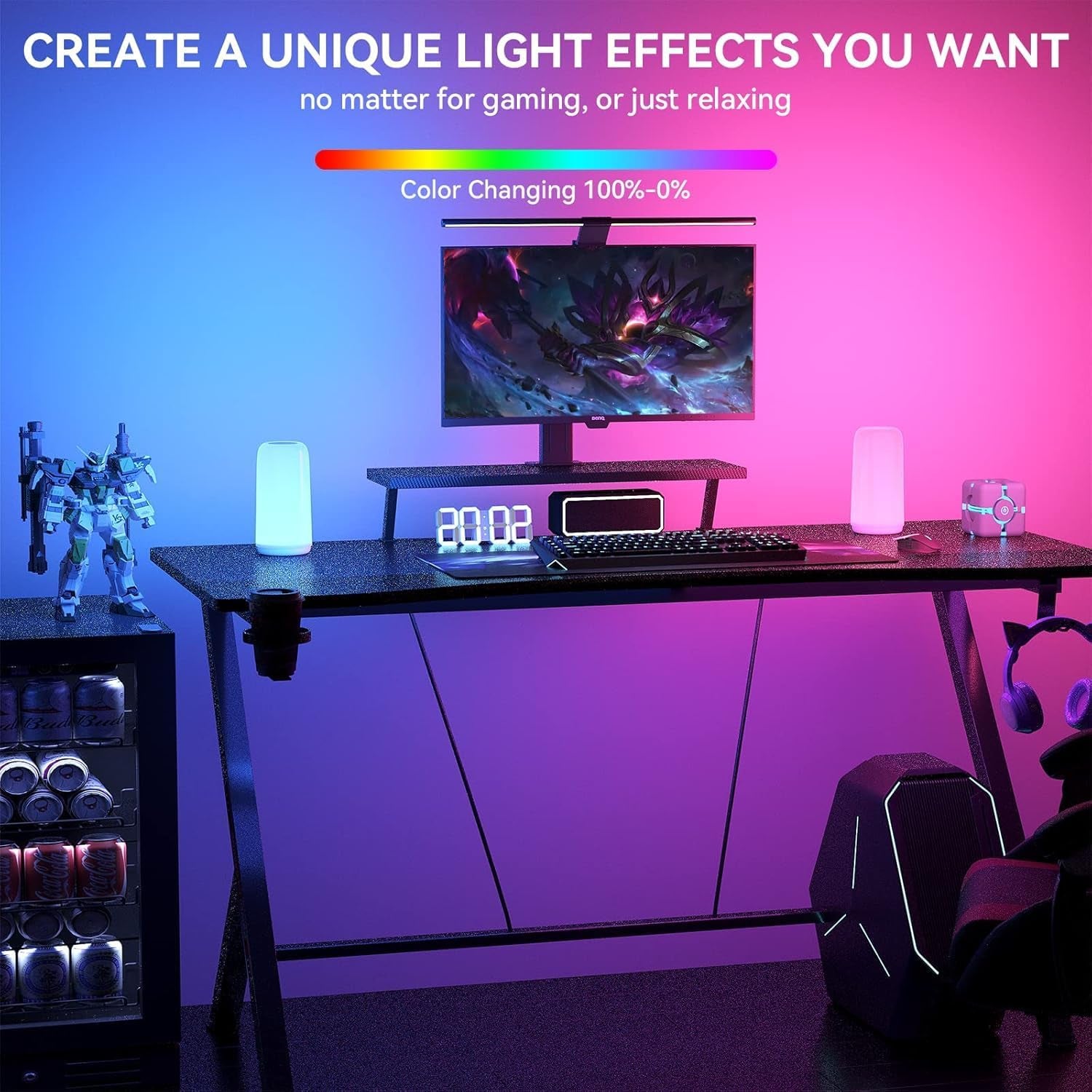 Modern Touch Table Lamp – RGB Color-Changing LED Nightstand Lamp with 3-Level Dimming