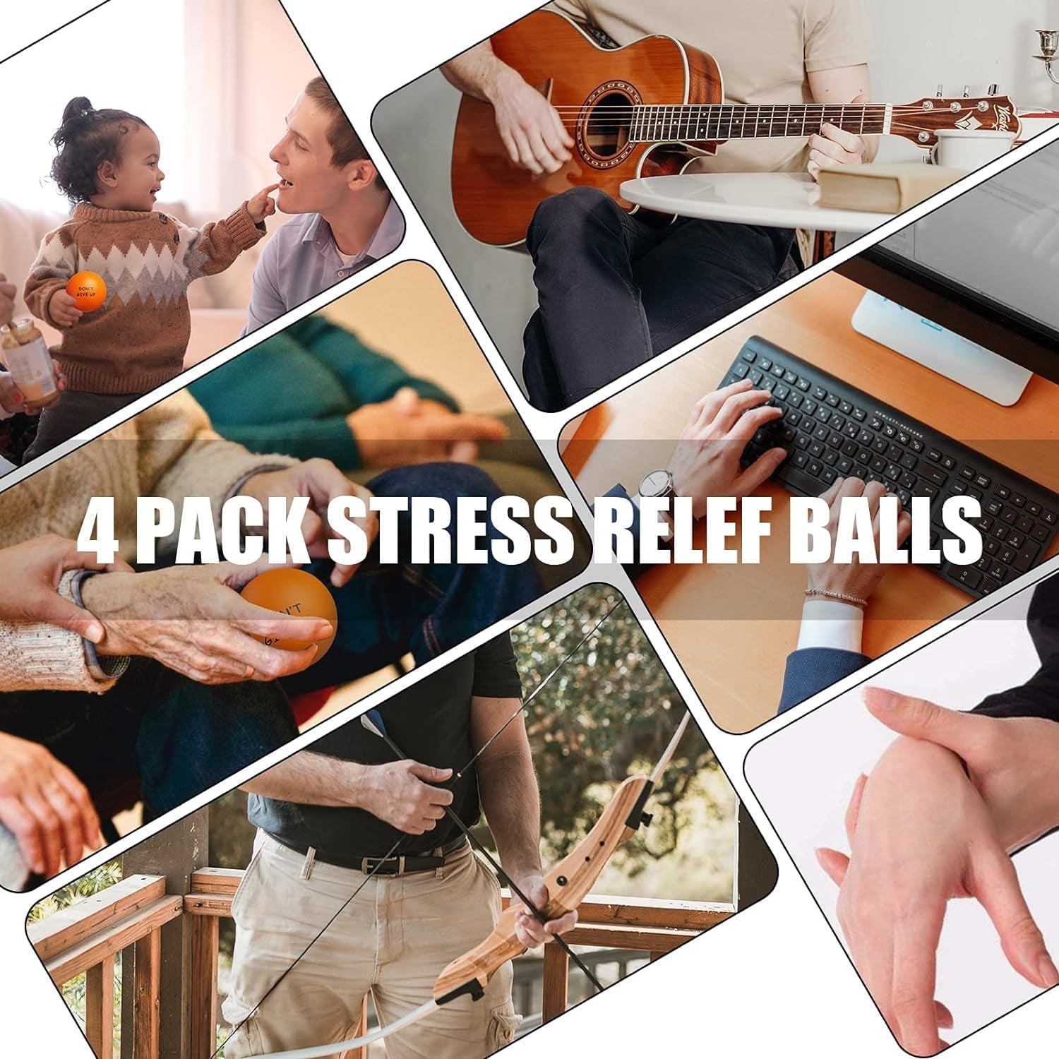 Motivational Stress Balls(4 Pack) for Kids and Adults,Stress Relief Ball with Quetos to Rrelieve Anxiety and Manage Anger