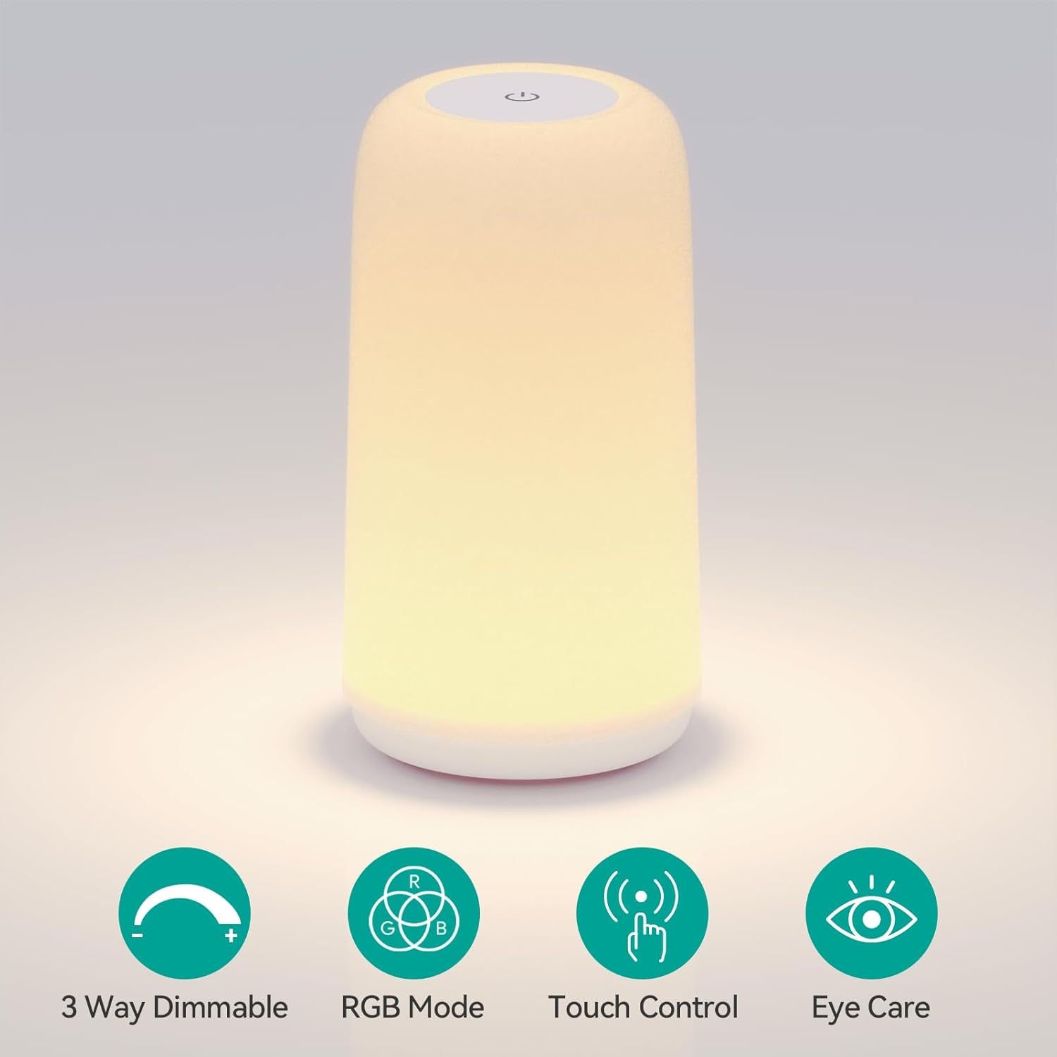 Modern Touch Table Lamp – RGB Color-Changing LED Nightstand Lamp with 3-Level Dimming