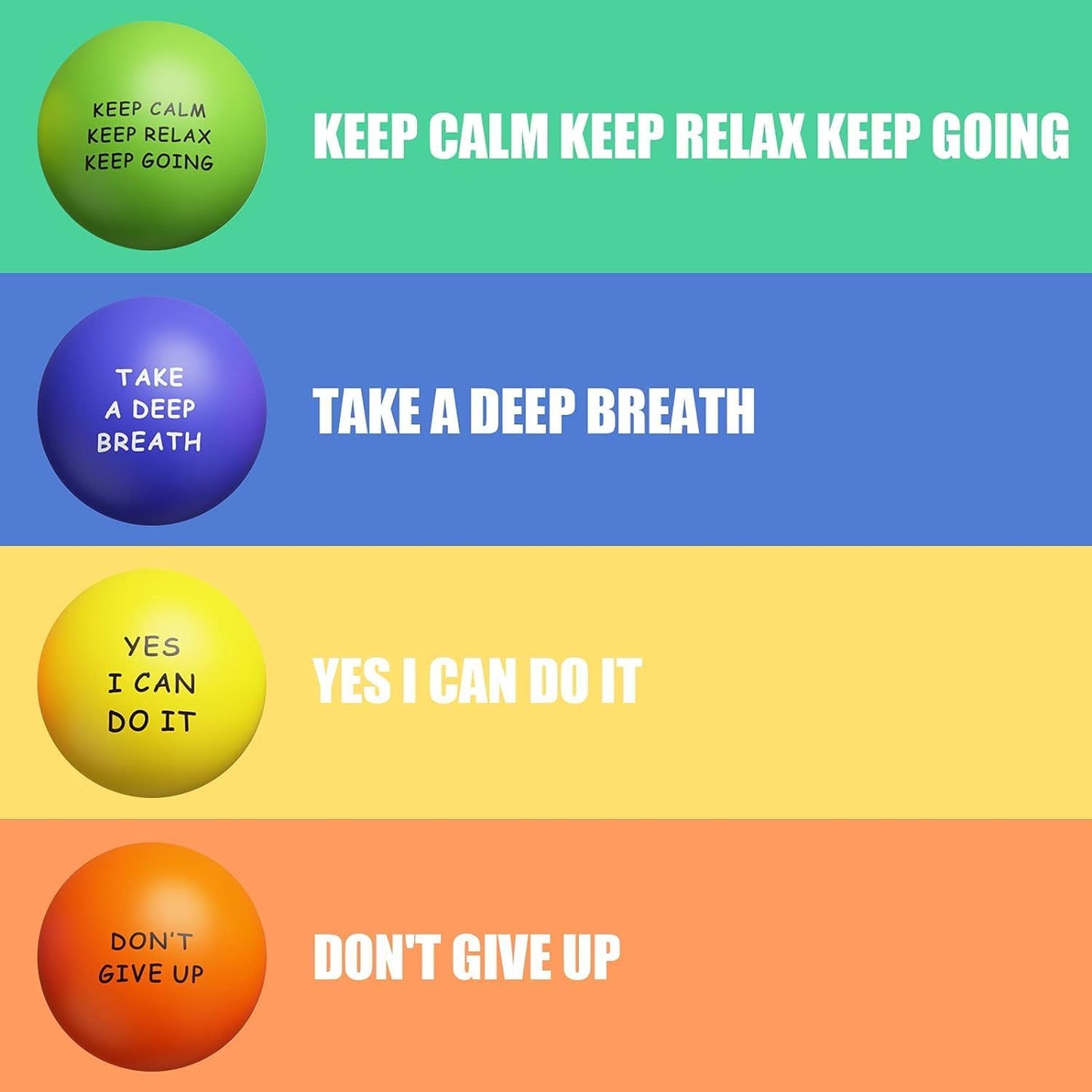 Motivational Stress Balls(4 Pack) for Kids and Adults,Stress Relief Ball with Quetos to Rrelieve Anxiety and Manage Anger