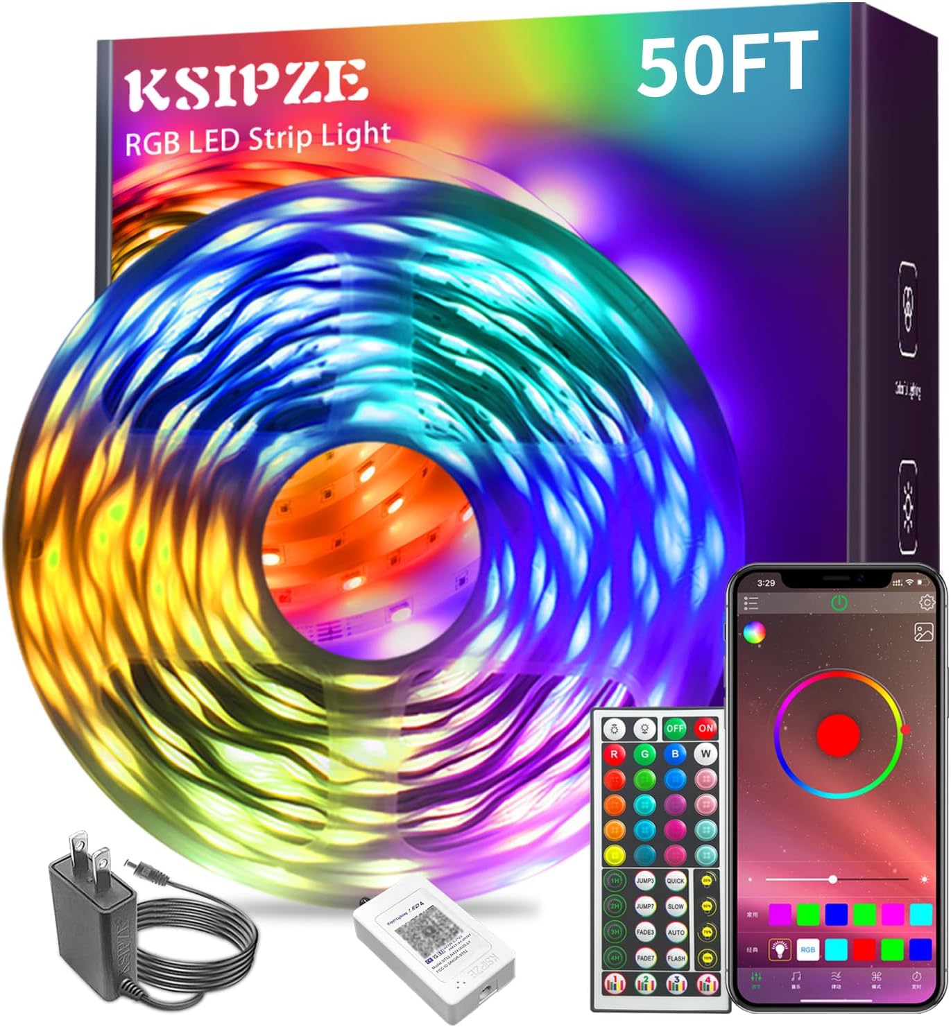 100ft Music Sync RGB LED Strip Lights – Smart App & Remote Room Lights