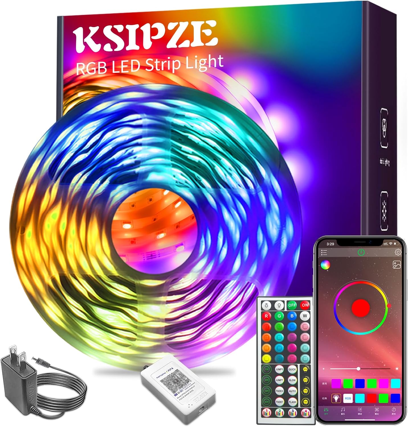 100ft Music Sync RGB LED Strip Lights – Smart App & Remote Room Lights