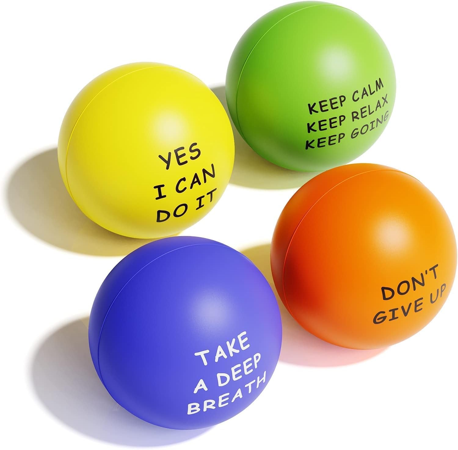 Motivational Stress Balls(4 Pack) for Kids and Adults,Stress Relief Ball with Quetos to Rrelieve Anxiety and Manage Anger