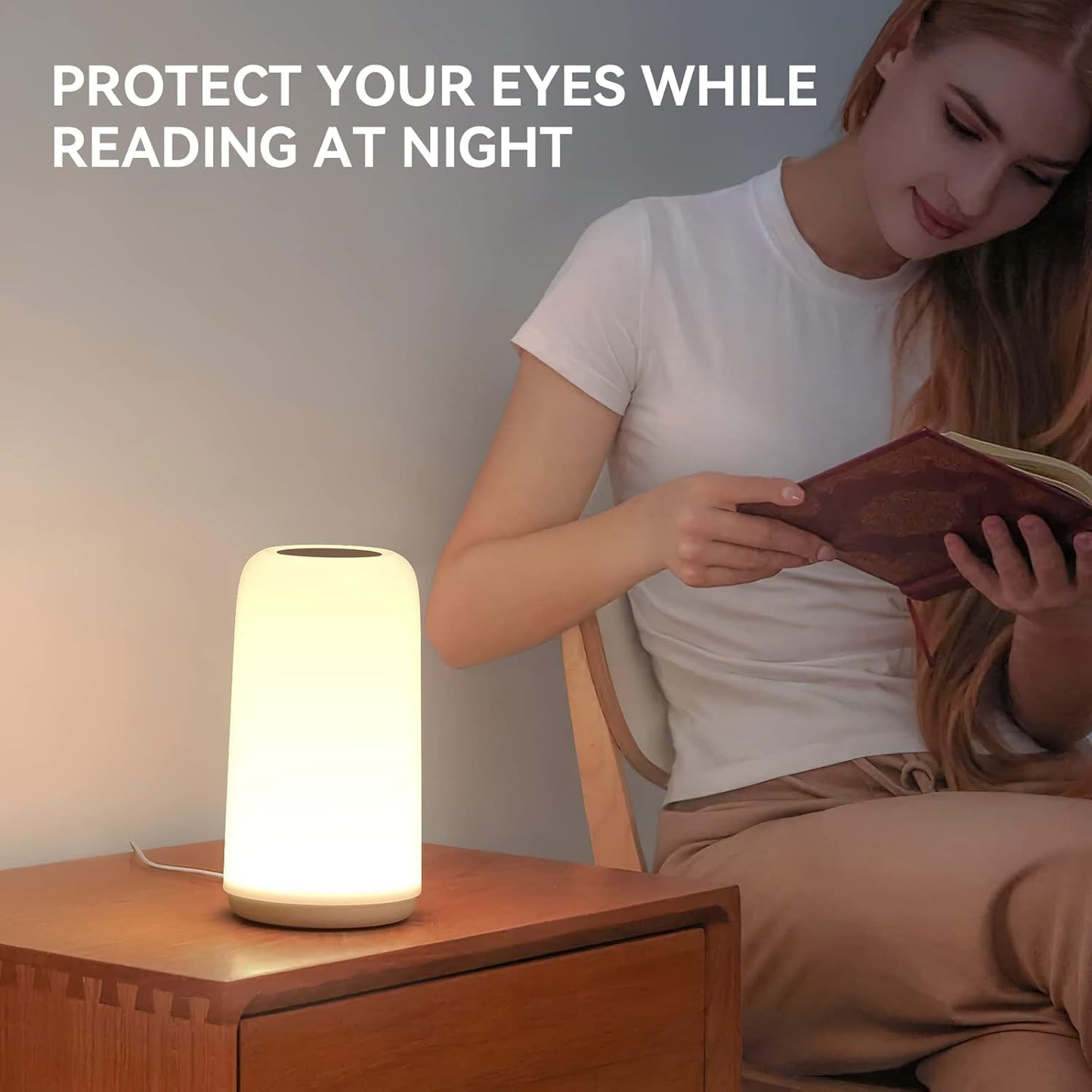 Modern Touch Table Lamp – RGB Color-Changing LED Nightstand Lamp with 3-Level Dimming