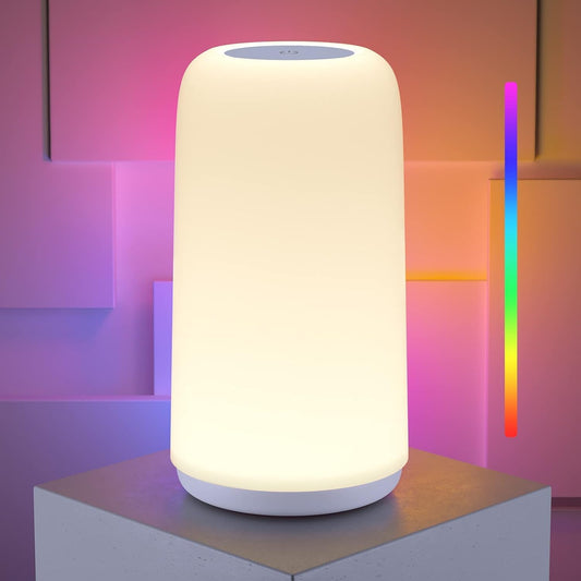 Modern Touch Table Lamp – RGB Color-Changing LED Nightstand Lamp with 3-Level Dimming