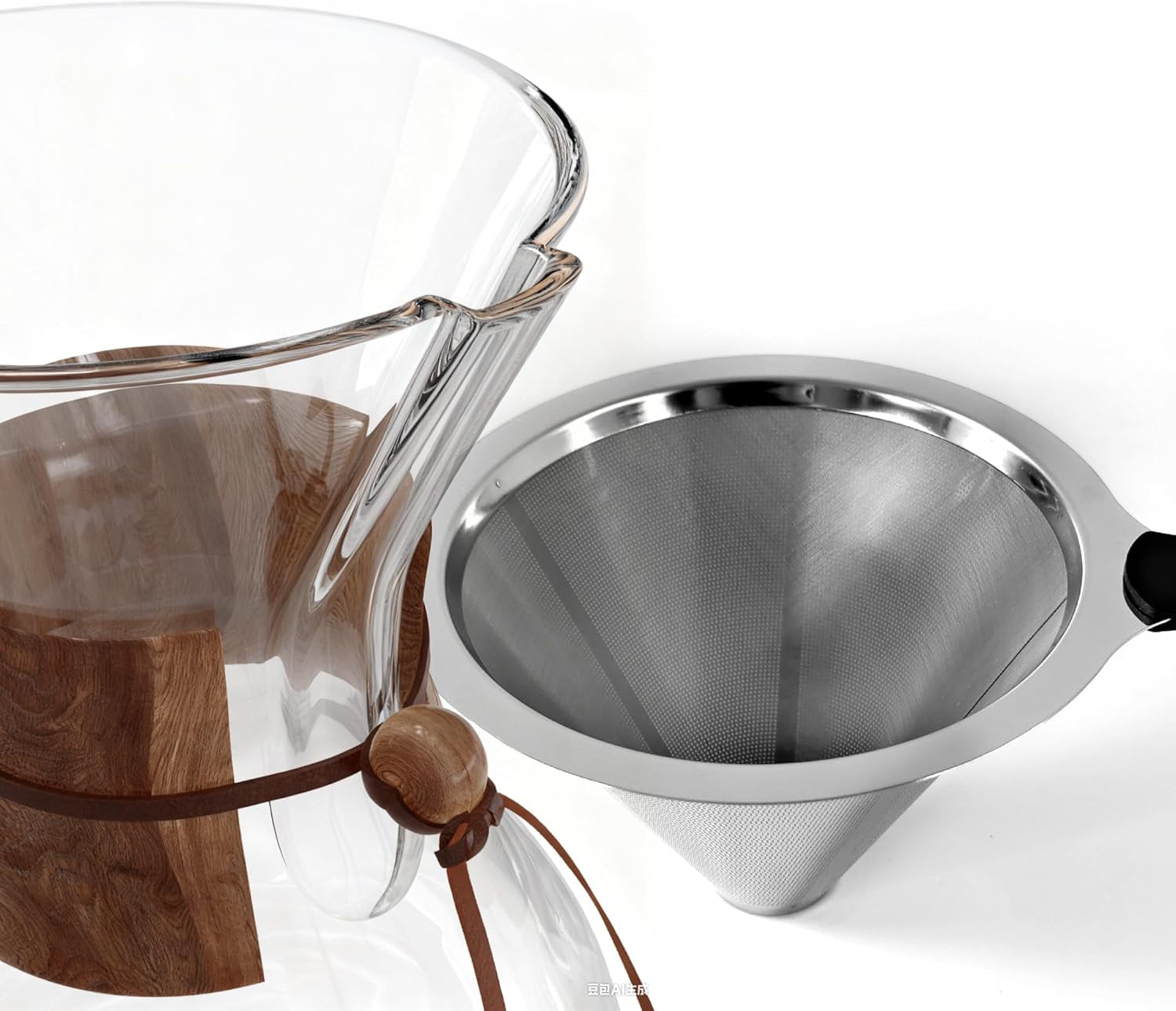 Pour over Coffee Maker Glass - 6/8/10 Cup Barista Kit with 304 Stainless Filter for Home, Office, Camping, Cafes - Easy Clean Coffee Dripper Set (Rag&Brush Included) (8 Cup/28 Oz)