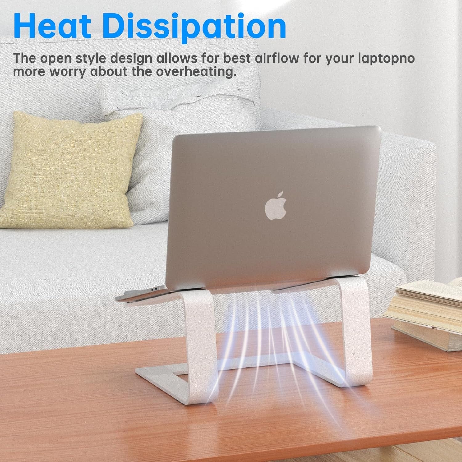Laptop Stand for Desk Detachable Aluminum Computer Riser Portable Metal Notebook Printer Stand Holder Compatible with Macbook Air, Pro, Dell, HP, Lenovo and All 10-16" Laptops, Silver